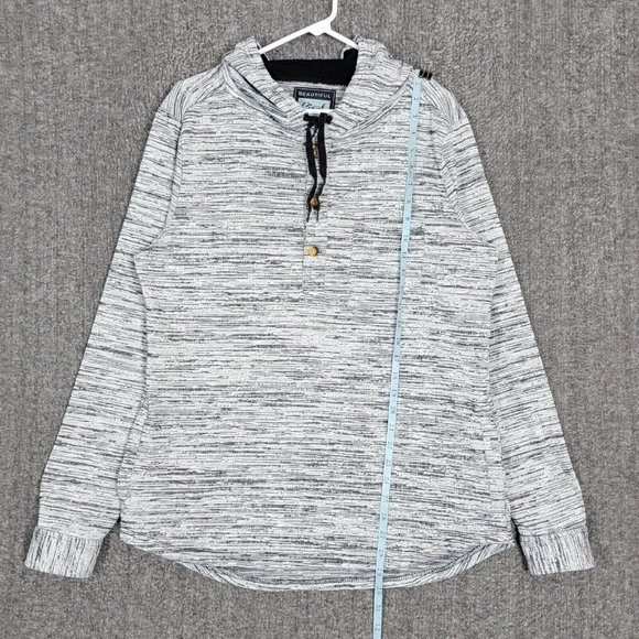 Beautiful Giant Hoodie Mens Large Heather Black Gray Pullover Sweatshirt - Picture 5 of 12